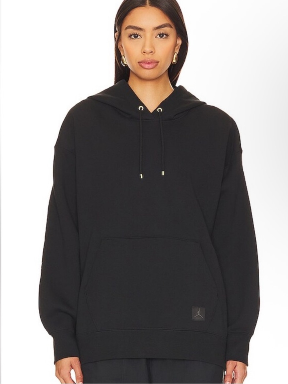 Nike Jordan Flight Oversized Hoodie  Sweatshirt Satin Lined Hood Black Womens XL